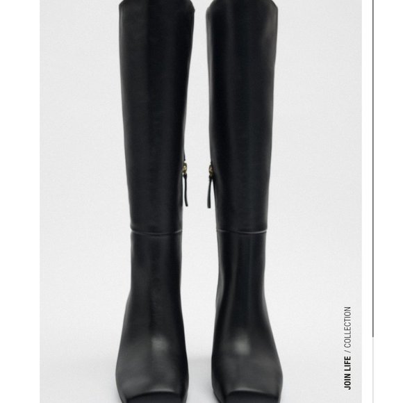INNER PLATFORM LEATHER HEELED KNEE HIGH BOOTS - Picture 6 of 7